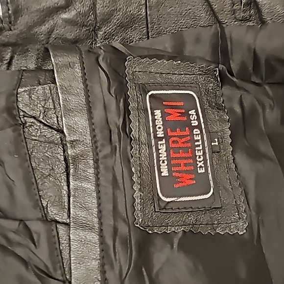 Michael Hoban coat vintage 100% leather black fringed biker style sz Large - Picture 6 of 11